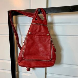 Red leather backpack or shoulder bag (3 items=20% less)
